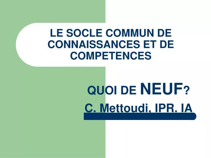 le socle commun de connaissances et de competences