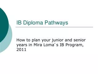 IB Diploma Pathways