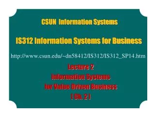 IS312 Information Systems for Business
