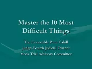 Master the 10 Most Difficult Things