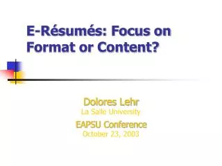 E-R é sum é s: Focus on Format or Content?