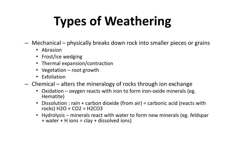 types of weathering