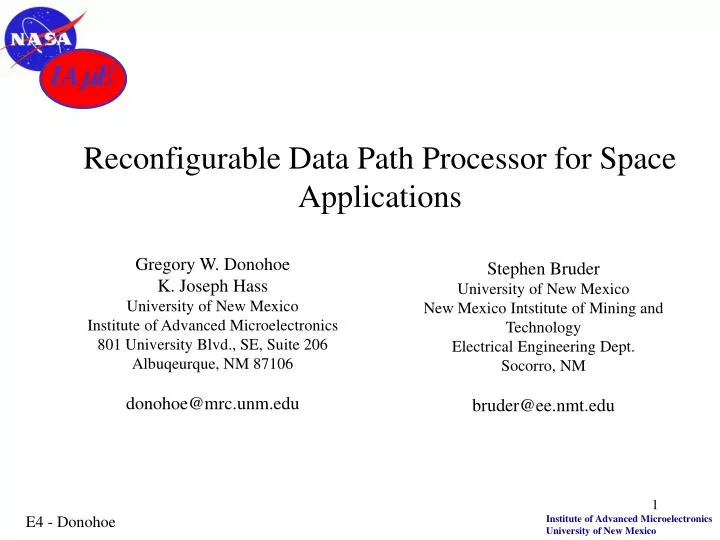 reconfigurable data path processor for space applications