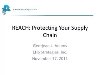 REACH: Protecting Your Supply Chain