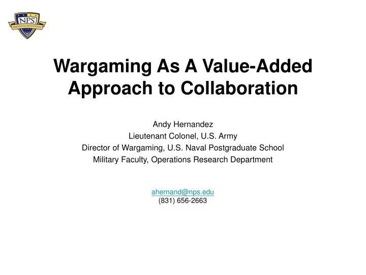 wargaming as a value added approach to collaboration