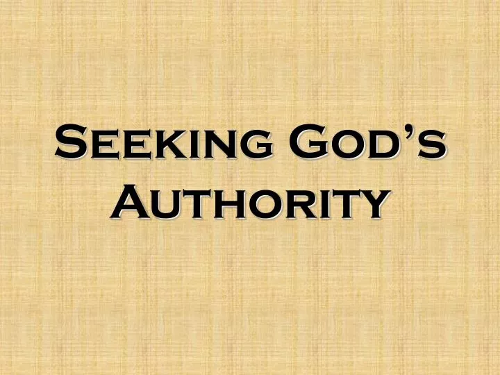 seeking god s authority