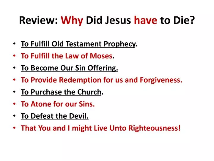 review why did jesus have to die