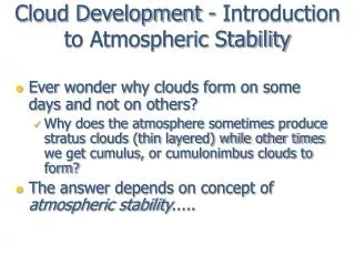 Cloud Development - Introduction to Atmospheric Stability