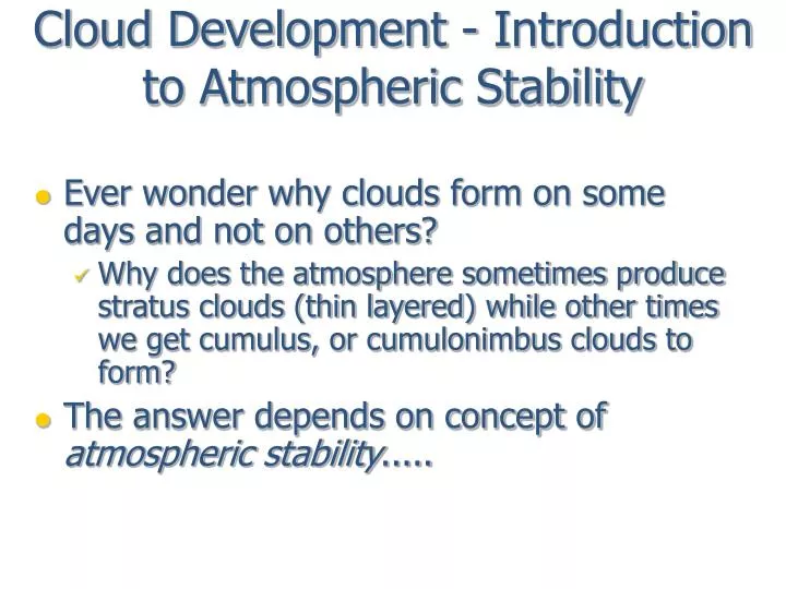 cloud development introduction to atmospheric stability