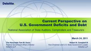 Current Perspective on U.S. Government Deficits and Debt