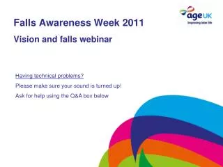 Falls Awareness Week 2011 Vision and falls webinar