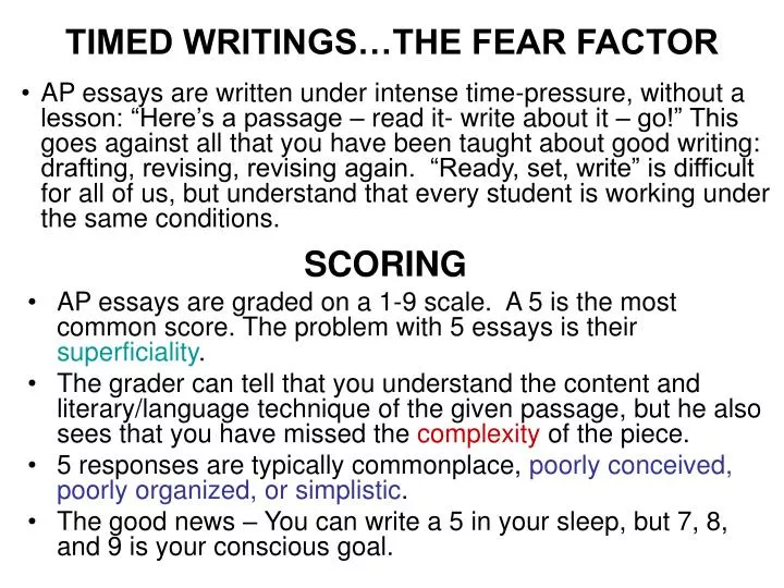 timed writings the fear factor