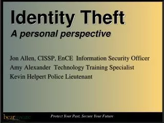 Identity Theft A personal perspective