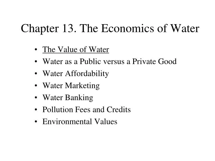 chapter 13 the economics of water