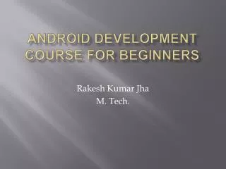 Android Development Course for Beginners