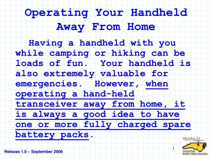operating your handheld away from home