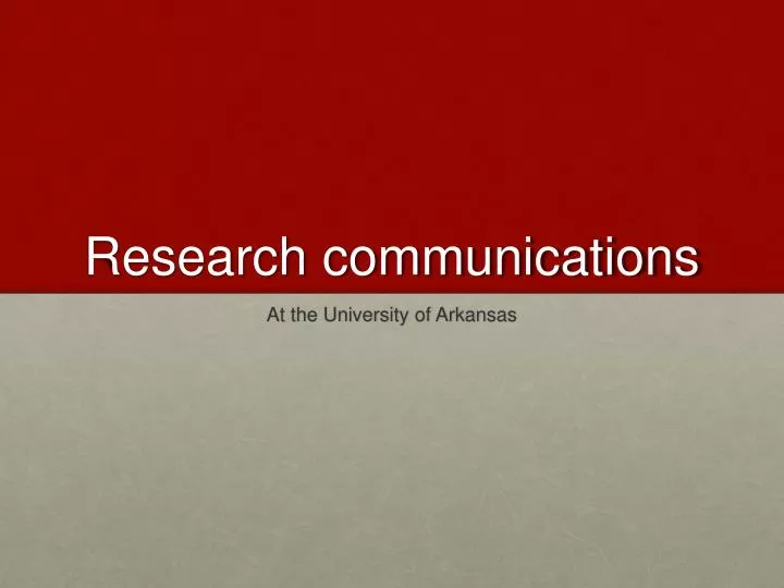 research communications