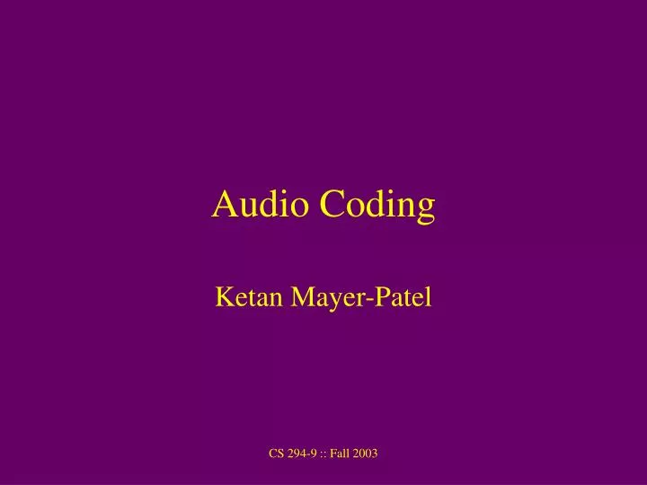 audio coding
