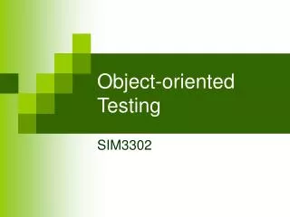 Object-oriented Testing
