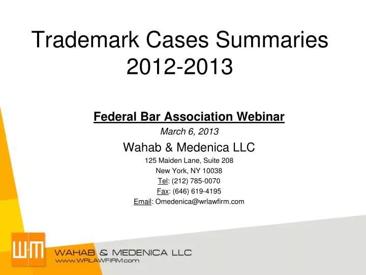 trademark cases summaries 2012 2013
