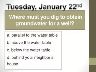 Where must you dig to obtain groundwater for a well?