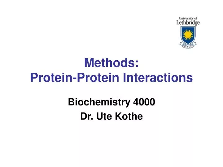 methods protein protein interactions