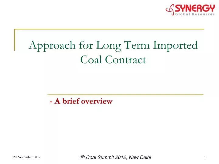 approach for long term imported coal contract