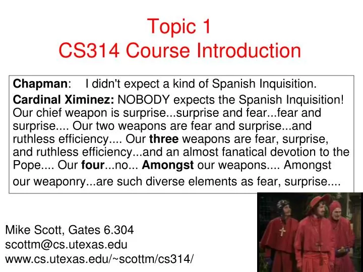 topic 1 cs314 course introduction