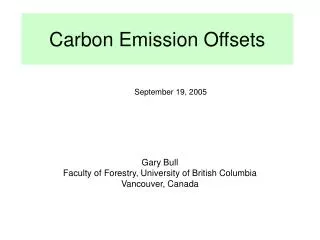 Carbon Emission Offsets