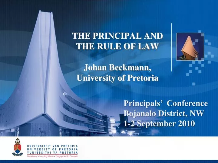 the principal and the rule of law johan beckmann university of pretoria