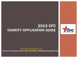 2013 CFC CHARITY APPLICATION GUIDE
