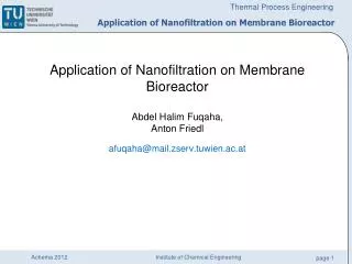 Application of Nanofiltration on Membrane Bioreactor