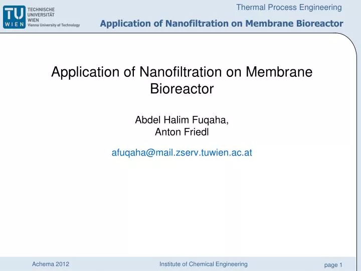 application of nanofiltration on membrane bioreactor