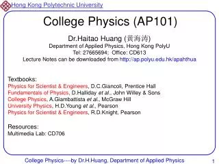 College Physics (AP101)