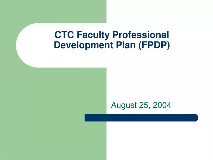 ctc faculty professional development plan fpdp