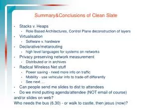 Summary&amp;Conclusions of Clean Slate