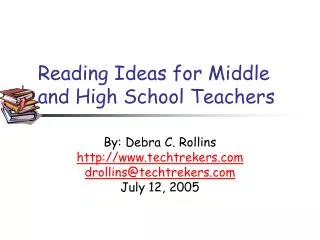 Reading Ideas for Middle and High School Teachers
