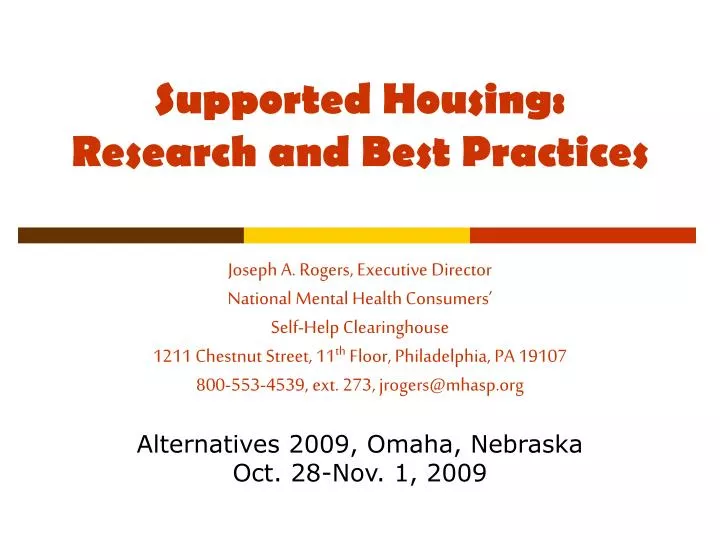 supported housing research and best practices