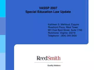 VASSP 2007 Special Education Law Update