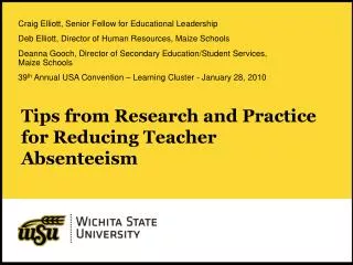 Tips from Research and Practice for Reducing Teacher Absenteeism