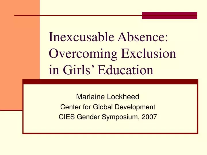 inexcusable absence overcoming exclusion in girls education