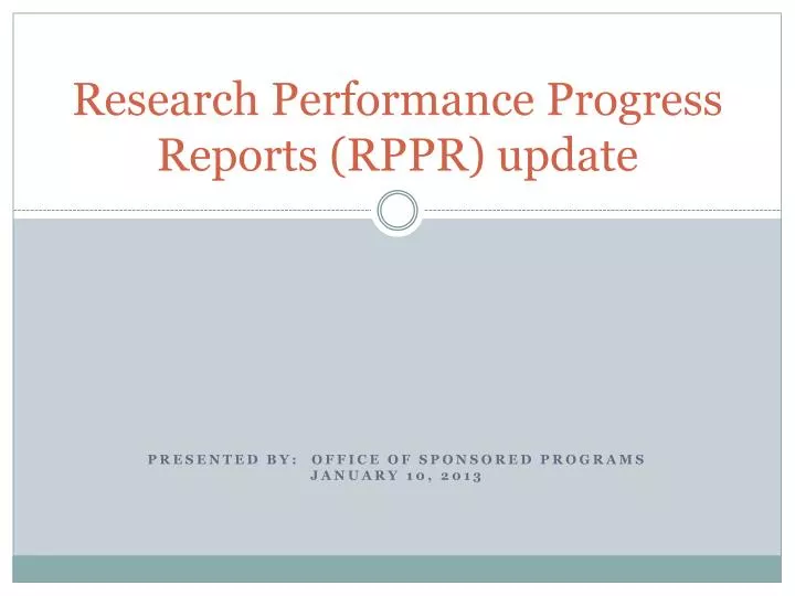research performance progress reports rppr update