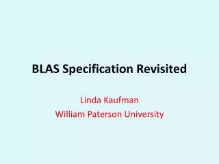 BLAS Specification Revisited