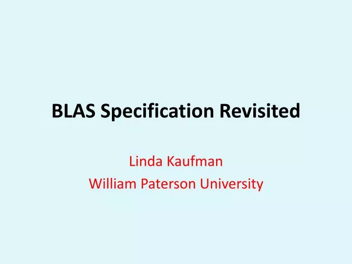 blas specification revisited