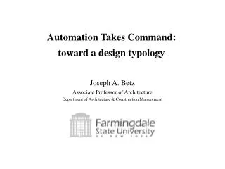 Automation Takes Command: toward a design typology