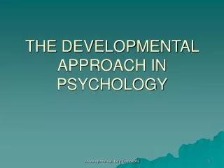 THE DEVELOPMENTAL APPROACH IN PSYCHOLOGY