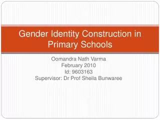 Gender Identity Construction in Primary Schools