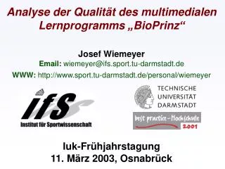Wiemeyer: Analyse der Qualität des Lernprogramms „BioPrinz“