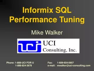 Informix SQL Performance Tuning