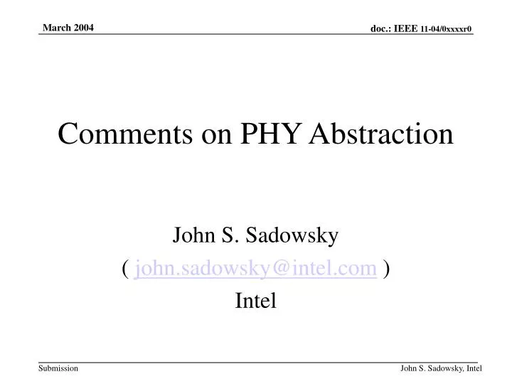 comments on phy abstraction
